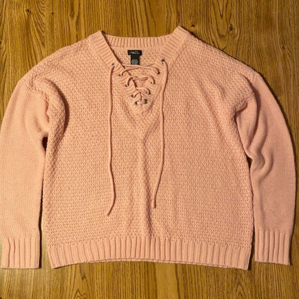 Light pink v-neck sweater from Rue21